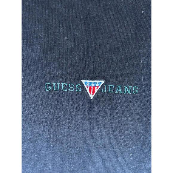 Vintage Guess Jeans V-Neck Long Sleeve Shirt Mens XL Black Green Trim NWT - Picture 5 of 5